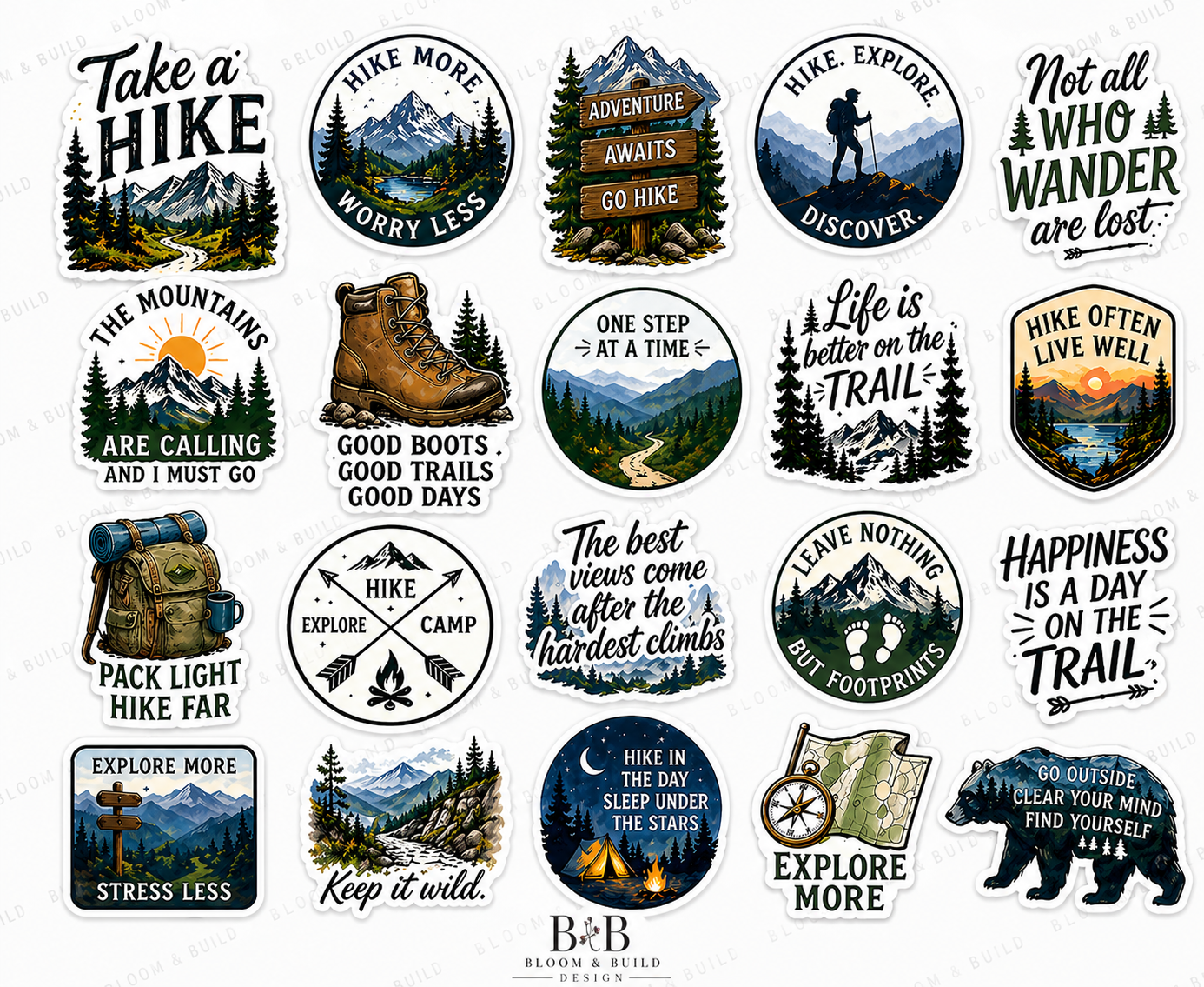 Hiking collection (full set 15 stickers)