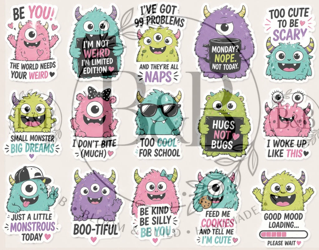 Monster Collections (full set 15 stickers)